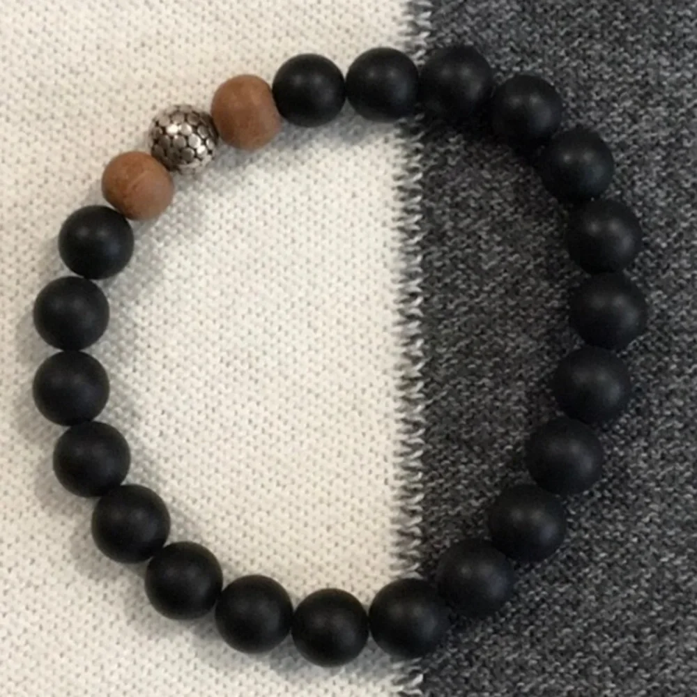 ⛱️🔥Black Wood Stretch Beaded Bracelet - OS